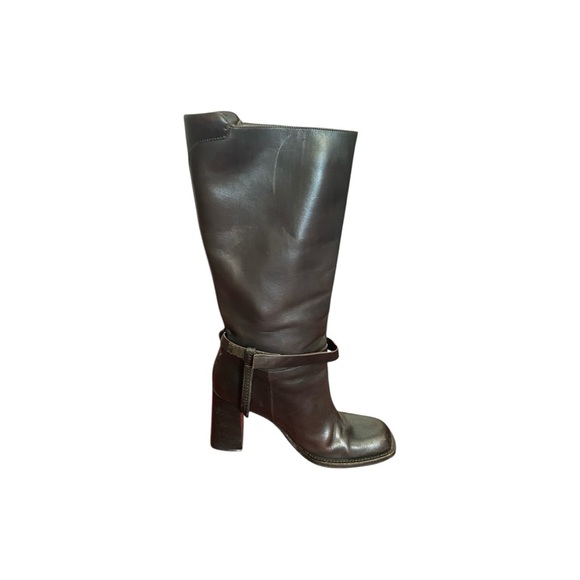 Vintage Rare 1999 Prada Brown Leather Harness Boots Size EU 40/US 9.5 - Picture 3 of 12